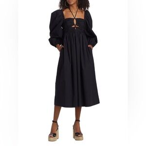 Ulla Johnson Black Puff Sleeve Sweetheart Sundress